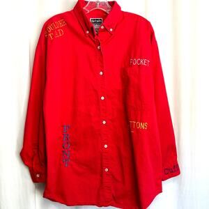 Details Express Seamstress' Novelty Red Embroidered Shirt 100% Cotton